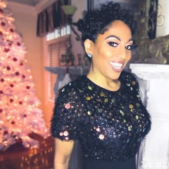 Callie Coin: Feathered Sequin Furry Knit Jumpsuit S M L - Picture 16 of 17